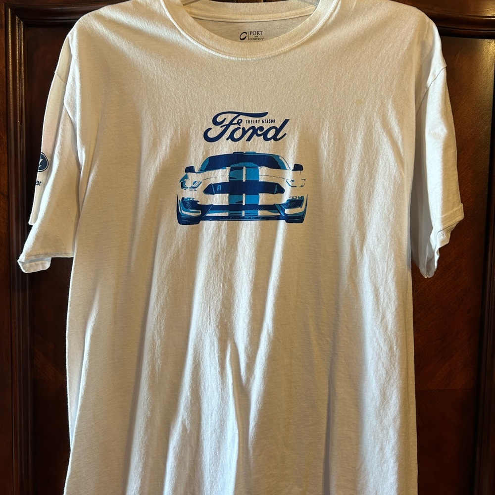 Ford Port and Company White and Blue Graphic Tee